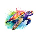 tortue mer nage couleurs transfert thermocollant impression dtf flex textile