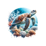 tortue mer océan corail transfert thermocollant impression dtf flex textile