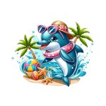 Dauphin plage bouée chapeau transfert thermocollant impression dtf flex textile