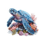 tortue mer coraux transfert thermocollant impression dtf flex textile