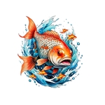 poisson carpe eau transfert thermocollant impression dtf flex textile