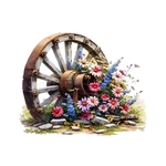 roue charrette fleurs transfert thermocollant impression dtf flex textile