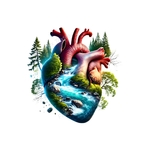 coeur rivière nature transfert thermocollant impression dtf flex textile