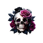 crâne roses gothique transfert thermocollant impression dtf flex textile