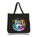 Loup Attrape Rêve Fleurs Plumes2