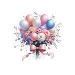 bouquet ballons fleurs transfert thermocollant impression dtf flex textile