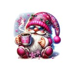 gnome rose noël café transfert thermocollant impression dtf flex textile