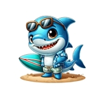 requin planche surf lunettes transfert thermocollant impression dtf flex textile