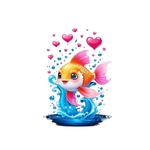 poisson coeurs eau transfert thermocollant impression dtf flex textile