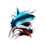 requin bleu rouge transfert thermocollant impression dtf flex textile