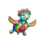tortue mer hippie transfert thermocollant impression dtf flex textile