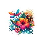 fleurs libellule transfert thermocollant impression dtf flex textile
