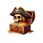 coffre trèsor crâne pirate transfert thermocollant impression dtf flex textile