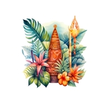totem feuilles fleurs tropicale transfert thermocollant impression dtf flex textile