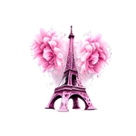 tour eiffel fleurs transfert thermocollant impression dtf flex textile