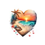 plage coeur transfert thermocollant impression dtf flex textile