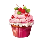 cupcake cerises transfert thermocollant impression dtf flex textile