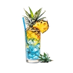 verre cocktail bleu ananas transfert thermocollant impression dtf flex textile