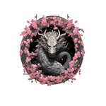 dragon cercle fleurs transfert thermocollant impresion dtf flex textile