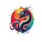 Dragon cercle couleurs transfert thermocollant impression dtf flex textile