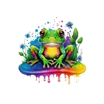 grenouille couleurs fleurs transfert thermocollant impression dtf flex textile