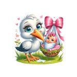 cigogne fille transfert thermocollant impression dtf flex textile