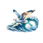 mouette vague transfert thermocollant impression dtf flex textile