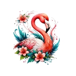flamant rose fleurs transfert thermocollant impression dtf flex textile