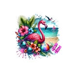 flamant plage lunettes tongs transfert thermocollant impression dtf flex textile