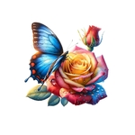 papillon sur rose transfert thermocollant impression dtf flex textile