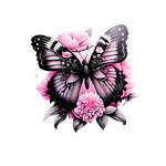 papillon pivoines transfert thermocollant impression dtf flex textile