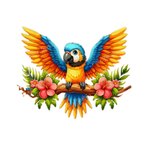 perroquet brancge fleurs transfert thermocollant impression dtf flex textile