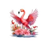 flamant eau fleurs transfert thermocollant impression dtf flex textile