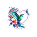 colibris fleurs coeur transfert thermocollant impression dtf flex textile