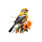 oiseau jaune fleurs transfert thermocollant impression dtf flex textile