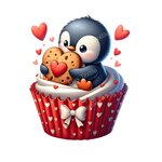 pingouin cupcake transfert thermocollant impression dtf flex textile