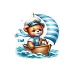 ourson marin bateau transfert thermocollant impression dtf flex textile