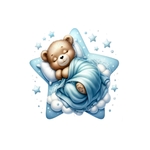 ourson bleu étoile transfert thermocollant impression dtf flex textile