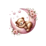 ourson lune rose transfert thermocollant impression dtf flex textile