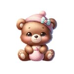 ourson bonnet rose transfert thermocollant impression dtf flex textile