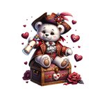 ourson pirate coeurs transfert thermocollant impression dtf flex textile