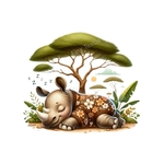 bébé rhinocéros dort transfert thermocollant impression dtf flex textile