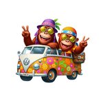 singes hippies combi transfert thermocollant impression dtf flex textile