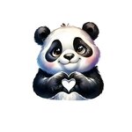 Panda coeur transfert thermocollant impression DTF flex textile