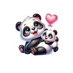 Panda bébé ballon transfert thermocollant impression DTF flex textile