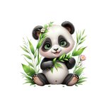 Panda herbes transfert thermocollant impression DTF flex textile
