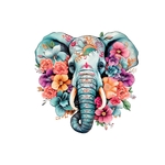 Tete elephant fleurs transfert thermocollant impression DTF flex textile