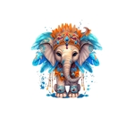 Elephant coiffe plumes transfert thermocollant impression DTF flex textile