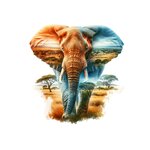 Elephant paysage savane transfert thermocollant impression DTF flex textile