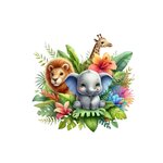 Elephant lion girafe fleurs transfert thermocollant impression DTF flex textile